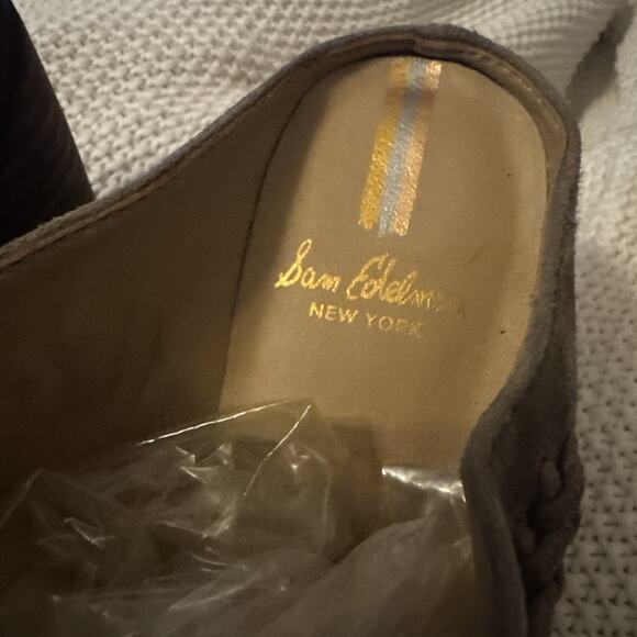 Sam Edelman Alison Desert Olive Stacked Heel Slip On Leather Mules Size 8 NWOT - Picture 2 of 9